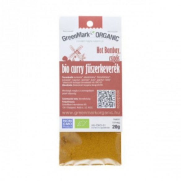 Greenmark bio curry fűszerkeverék csípős hot bombay 20g