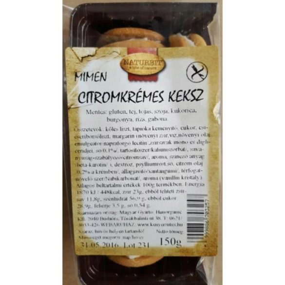 Mimen töltött keksz citromkrémes 150g